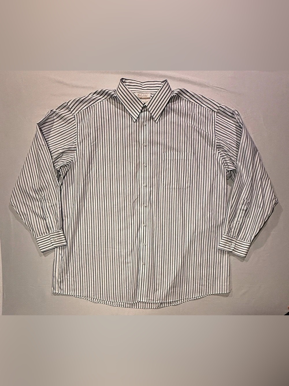 Roundtree & Yorke Gold Label Men’s 19 36/37 Dress Shirt Blue Striped Cotton